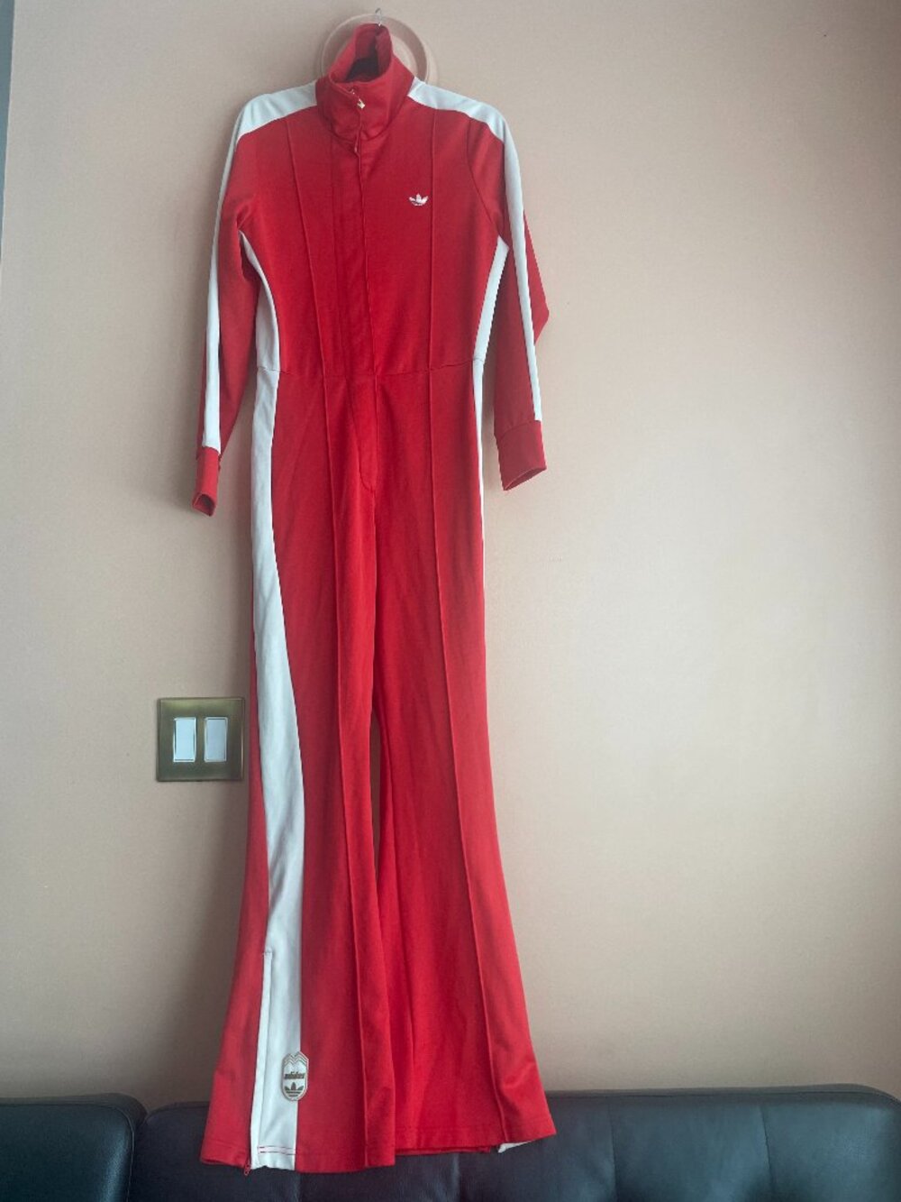 Adidas vintage style red jumpsuit